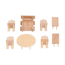 Woonkamerdecoratie: miniatuur houten tafel, meubelstuk op schaal 1:12, accessoires voor poppenhuizen, salontafelmodel, stevige houten constructie,