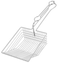 Pá de metal premium para areia de gato – Pá durável e resistente à ferrugem com design vazado para facilitar a remoção da areia, cabo