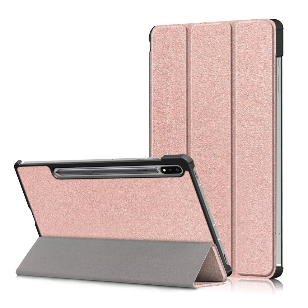 Smart Trifold Pu Leather Case For Samsung Galaxy Tab S7 Fe Sm-T730/T736b 12.4" (2021), Shockproof Folio Cover Â Rose Gold 9028731621333