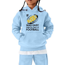 Unisex Kids Football Letter Print Pullover Hoodie Super Bowl Graphic Pocket Casual Sweatshirt Blue,5-6 Years
