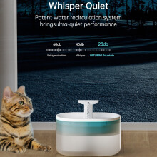 2,5L ultra-stille kattevandfontæne, USB-genopladelig, aftagelig med filter, kompatibel med katte og små hunde – hvid