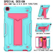 Stødsikkert cover kompatibelt med Samsung Galaxy Tab A8.0 (2019, SM-T290/T295) – Robust hybrid støttebenscover, mintgrøn + rosa