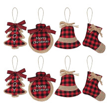 Red Mini Buffalo Plaid Christmas Stockings Set – Festive Tree Ornaments & Holiday Hanging Decor