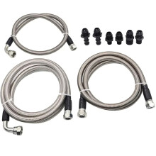 6AN Heavy Duty SS Braided Transmission Cooler Lines Kit for Dodge Ram Cummins 5.9L 1996-2002