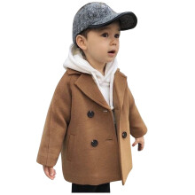 AWZXDE Trenchcoat voor jongens en meisjes, wol, dubbel geruit, elegante kinderjas voor peuters van 1-5 jaar, kaki, 18-24 maanden