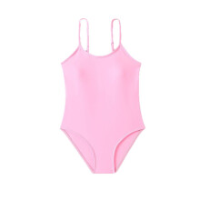 AWZXDE Mädchen Badeanzug Strand Sport Rashguard mit dünnen Trägern Einteiler Badeanzug einfarbige Bademode für Kinder Rosa