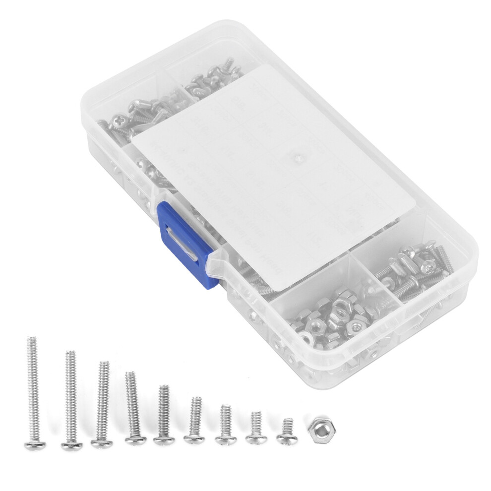 220Pcs 304 Stainless Steel Cross Pan Head Screws With Hex Nuts & Washers 4621390689260