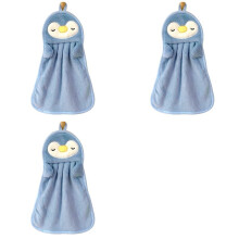 3X Handdoek Hangende Absorberende Babyhanddoek Schattige Pinguïn Eend Huidvriendelijk Zacht Kinderen, Blauw