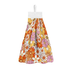 Hippie Flowers Hand Towels with Hanging Loops, 3-Pc Quick-Dry Set for Bathroom & Kitchen – Compatible with Standard Hooks