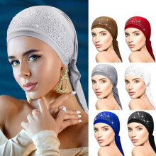 Strass-Kopftuch für Damen – 6er-Pack dehnbarer Turban