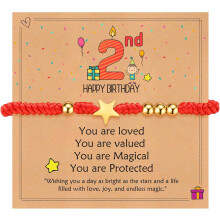 Happy Birthday Wish Bracelet for Kids: Guardian of Good Luck Hand-Woven Red Rope Star Shaped String Bracelet Jewellery Wish Birthday Gift