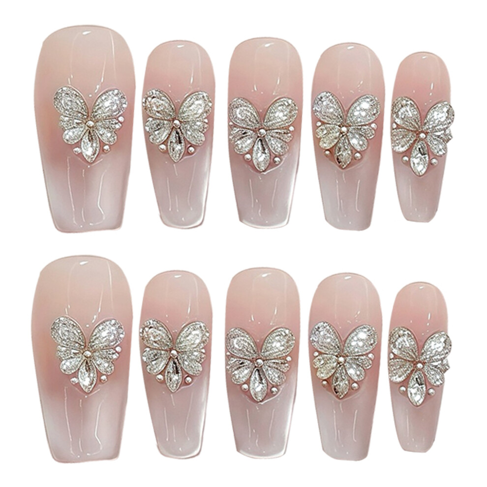 Reach-Tools (Middle Ladder) Rhinestone Cat Eye False Nails - Reusable Stage Wear
