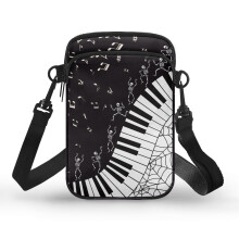 Klavernøgler Dansende Skelet Musiknoder Halloween2-lags Slyngetaske10,6 x 4,3 x 18,3 cm til Voksen Polyester