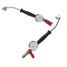 2-delige bandenpomp met manometer, aansluitstuk en slangadapter voor luchtcompressor – Snel oppompen van auto-/motor-/fietsaccessoires
