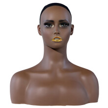 PVC Training Mannequin Head Model With Shoulders In Dark Skin