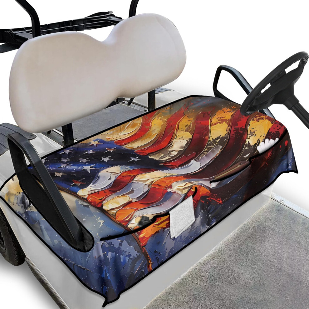 American Flag Golf Cart Seat Cover With Pockets, Anti-Hot, For 2-Person Rear Seats Â Compatible With Ezgo, Club Car, Yamaha 9028731945880