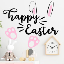 Easter Wall Stickers Decorations Bunny Floral Spring Home Decor Peel and Stick Wall Decals for Living Room Bedroom Nursery