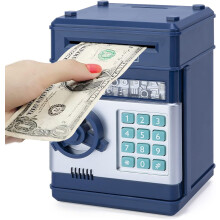 Electronic ATM Piggy Bank for Kids, Password Protected & Auto Money Roller, Compatible with Coins/Bills, Gift for Ages 3-12