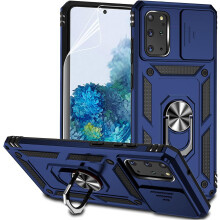 Compatible with Samsung Galaxy S20+ Plus 5G Case: HD Screen Protector, Camera Lens Cover, Military-Grade Drop Tested, Magnetic Ring Holder &