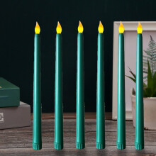 stk. grønne flammeløse kileformede lys, 28 cm, fjernbetjente, batteridrevne, flimrende LED-lysestager – kompatible med bryllup og jul