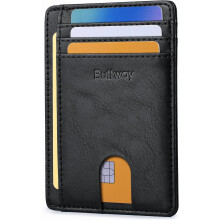 PUMIER Slim Minimalist Front Pocket RFID Blocking Leather Wallets for Men and Women - Cross Black