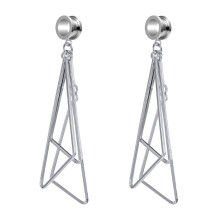 2 Pcs Ear Plug Tunnel Tassel Dangle Ear Gauges Leaf Water Drop Ear Expander Stretchers Jewelry