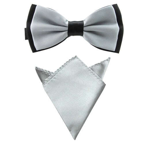 Szzoqdz Men Satin Solid Bowtie Handkerchief Pocket Square Set