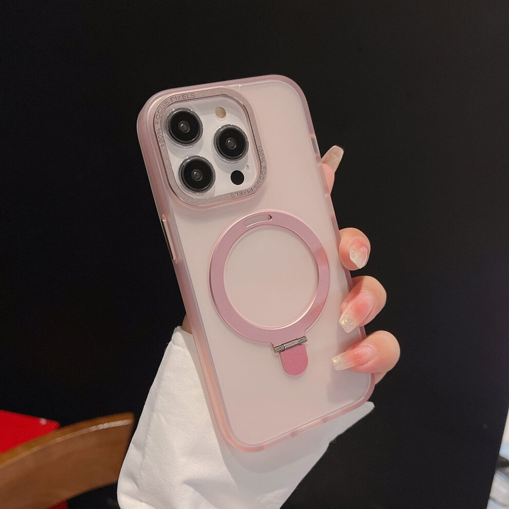 Magnetic Frosted Invisible Stand Case For Iphone 12, Compatible With Magsafe, Translucent Liquid Silicone Kickstand Case, Pink 9479868109438
