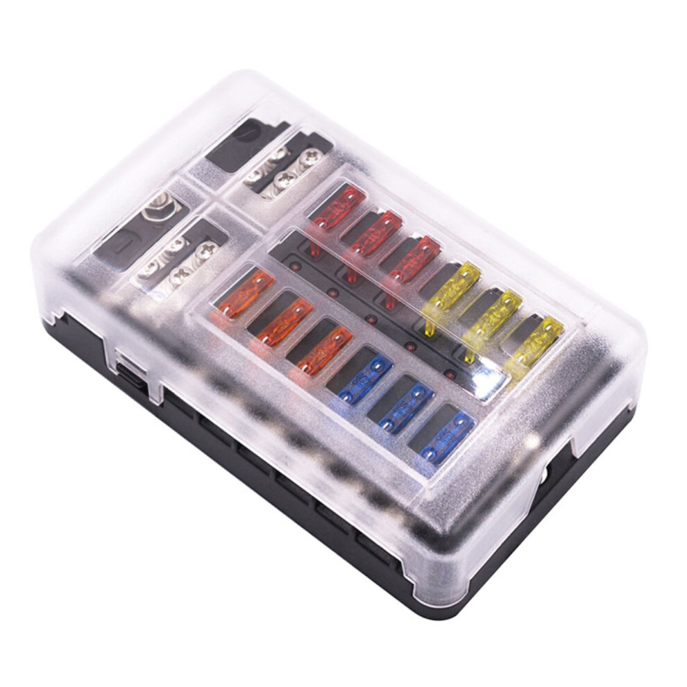 12V Waterproof Marine Fuse Block, 12-Way, 100A Max, Atc/Ato, Led Indicator, Negative Busbar Â Compatible With Boat, Rv, Truck, Golf Cart 9028731946573