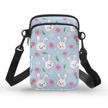 Rejse-crossbody-pung med dobbelt lynlås og kaninmønster