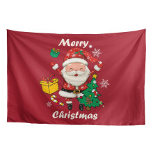 Christmas Santa Tapestry, Red Wall Hanging for Bedroom & Living Room – Small Fall Tapestry Compatible with Holiday Decor