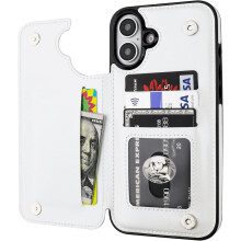 Compatible with iPhone 16 Plus Wallet Case – PU Leather Kickstand, Card Slots, Double Magnetic Clasp, Shockproof, 6.7"