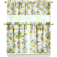 Lemon Kitchen Curtains Set – 3-Piece Farmhouse Style, Sink Window Valance & Decor, 54x36 in, Compatible with Lemon Kitchen Decor