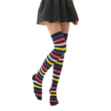 Dame Jenter Fancy Regnbue Fargerike Striper Over Knee Lange Sokker Cospla