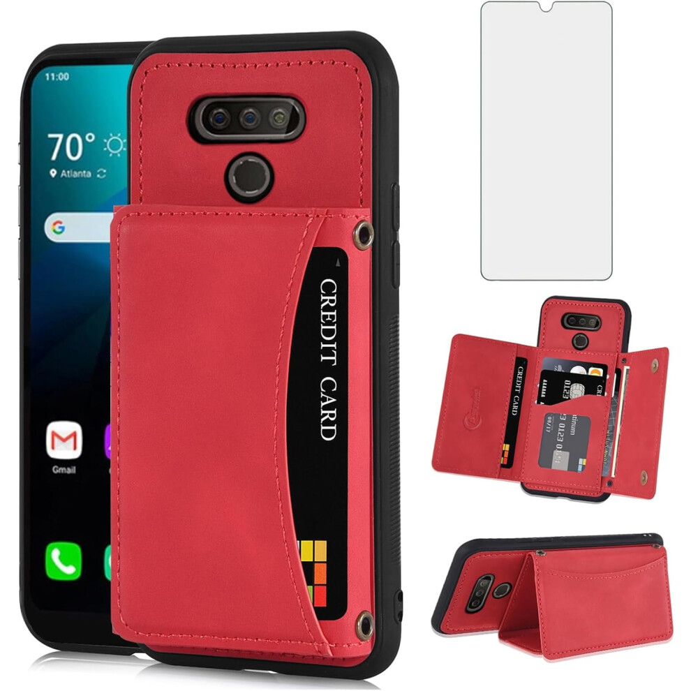 Lg Premier Pro Plus 6.1"/Harmony 4/K40s/K41 Wallet Case W/ Hd Screen Protector, Pu Leather, Card Slot & Stand Â Red 9028731949062
