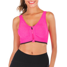 LELINTA Naadloze effen sportbeha voor dames met racerback, gewatteerde stretch, fitnesstop, workoutbeha met ritssluiting, yogabeha