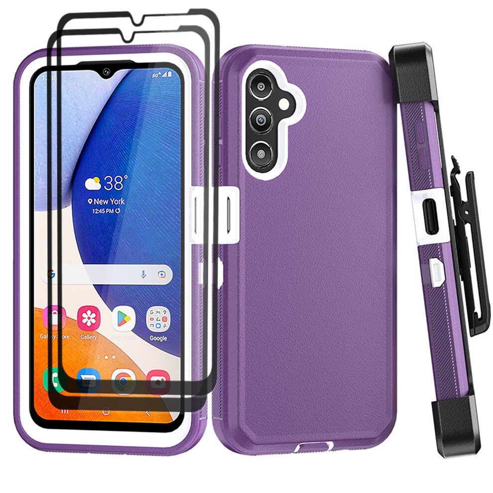 Aggxpf Galaxy A54 Phone Case With Screen Protector 2 Pack, Phone Case With Belt-Clip Holster, Military Grade Full Body Protection Case, Purple 9028731947327