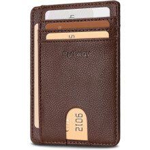 PUMIER Slim Minimalist Front Pocket RFID Blocking Leather Wallets for Men and Women - Cross Black