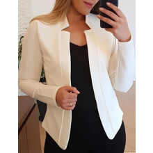 Plus Size Women's Open Front Long Sleeve Blazer, Casual Solid Color Office Suit Jacket, S-5XL