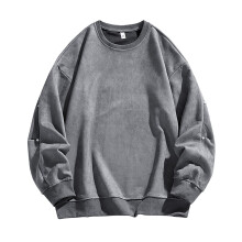 Bluza bez kaptura SYMOID męska lekka, prosta odzież męska na jesień i zimę bluza z kapturem ciemnoszara