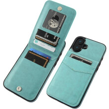 Compatible with iPhone 16 Plus Case – Premium Leather Wallet with Card Holder, Magnetic Clasp, Kickstand & Heavy-Duty Protection