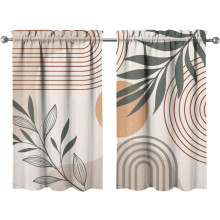 Boho Kitchen Curtains 39" L, Modern Short Tier for Sink/Bathroom/Cafe, Rod Pocket (2 Panels, 27.5"x39")
