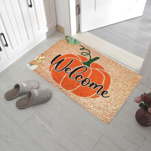 Black & Yellow Halloween Pumpkin Area Rug, Slip-Resistant, 19.67x31.49", for Door/Bath/Kitchen – Compatible with Standard Floors