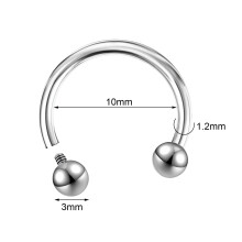 1 db-os sebészeti acél belső menetes szeptum gyűrű orr fül ajak piercing ékszer - 1,2 * 10 mm
