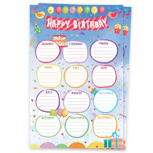 pósteres reutilizables de feliz cumpleaños, calendario de cumpleaños para decoración de aulas, rectangular, 430 x 280 mm.
