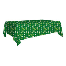 Conjunto de pratos descartáveis para festa do Dia de São Patrício, com estampa de trevo, e 1 toalha de mesa – Ideal para confraternizações