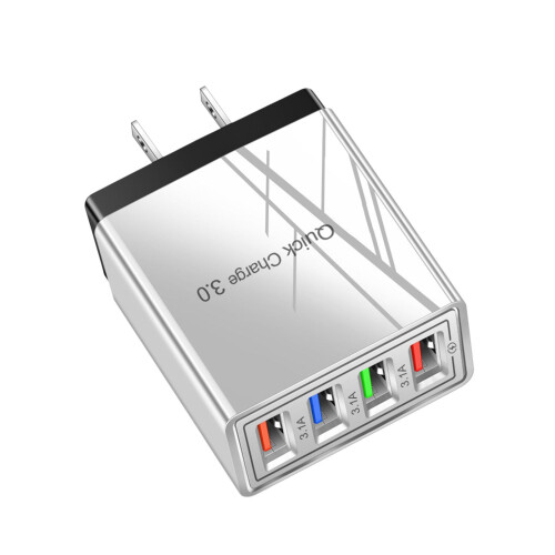 Φορτιστής τοίχου D4Port USB Hub με τεχνολογία γρήγορης φόρτισης Qc3.0, τροφοδοτικό 3.1A,