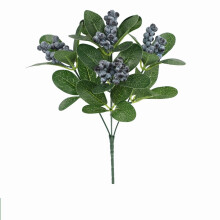 Bouquet artificiel de myrtilles et de baies de neige – Tiges de fleurs en soie artificielle pour vases, table et décoration intérieure,