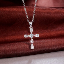 Kruisvormige hanger ketting voor dames, kristallen ketting met klauwzetting, sieraden voor dames, Valentijnsdag