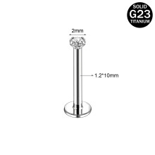 2 kpl 16G titaaniteräksestä valmistettuja pyöreäjä huulirenkaita, CZ-kierteisiä labret-nappikorvakoruja, helix-lävistyksiä - 1,2 * 10 * 2 mm